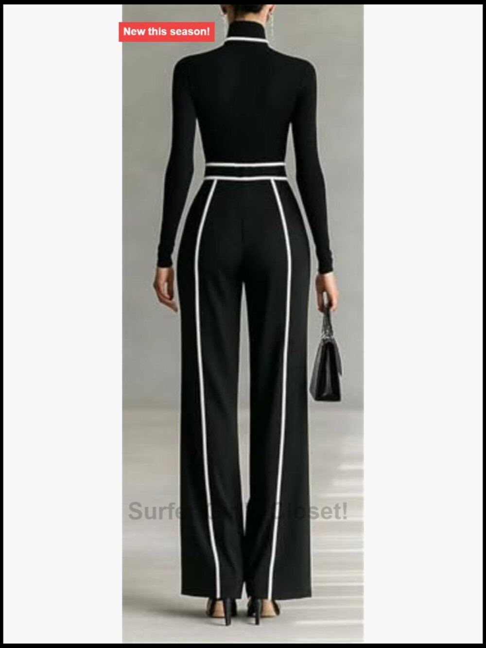 2 Piece Tracksuit Set Bodycon Crop Top Wide Leg Pants Clubwear Outfit - Picture 2 of 6